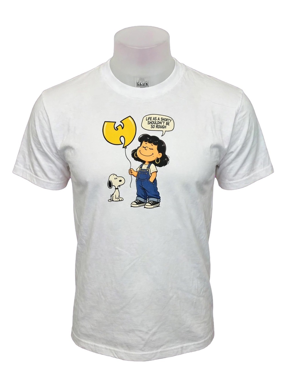 White Wu Graphic Tee with Yellow Balloon